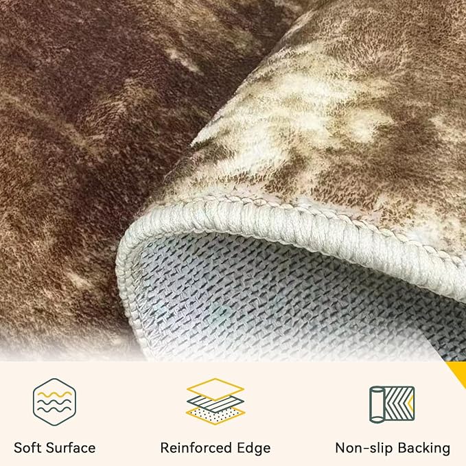 RELEANY Washable Area Rugs 2'x6' Non-Slip Modern Abstract Soft