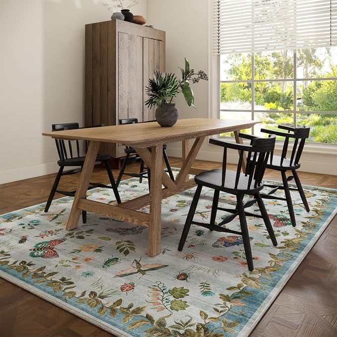 Machine Washable Rugs for Living Room: 6x9 Area Rugs Stain Resistant Non Slip