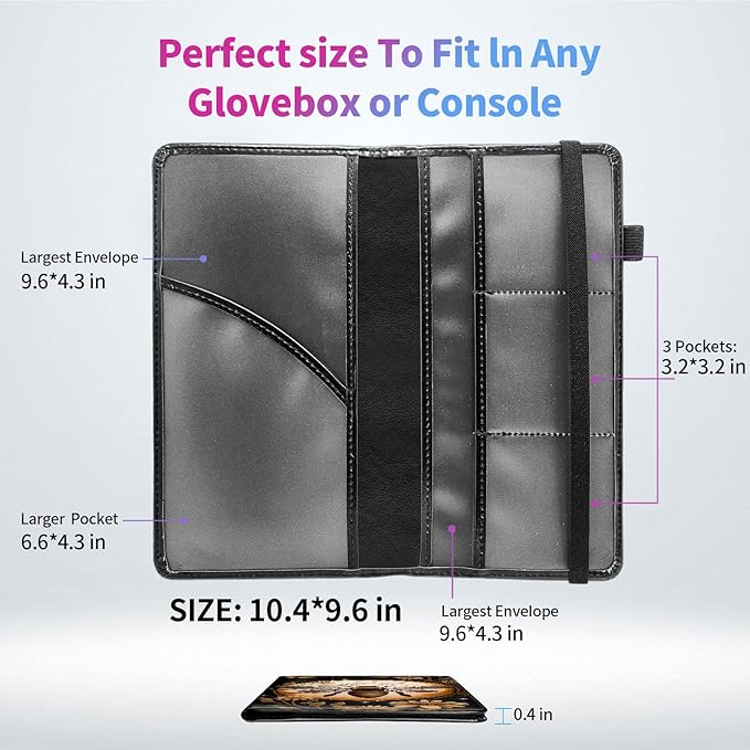 Car Registration and Insurance Holder,Leather Insurance License and Registration Card Holder for Car Glove Box, Auto Truck Document Holder Organizer for Men Women-Honey Moon Art
