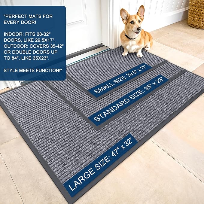 OLANLY Front Door Mat Indoor Outdoor Entrance, Waterproof Heavy Duty Doormat