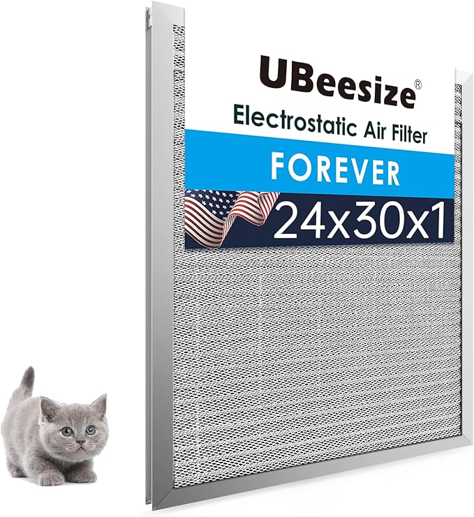 UBeesize 24x30x1 Reusable Electrostatic Air Filter HVAC AC Furnace Filter