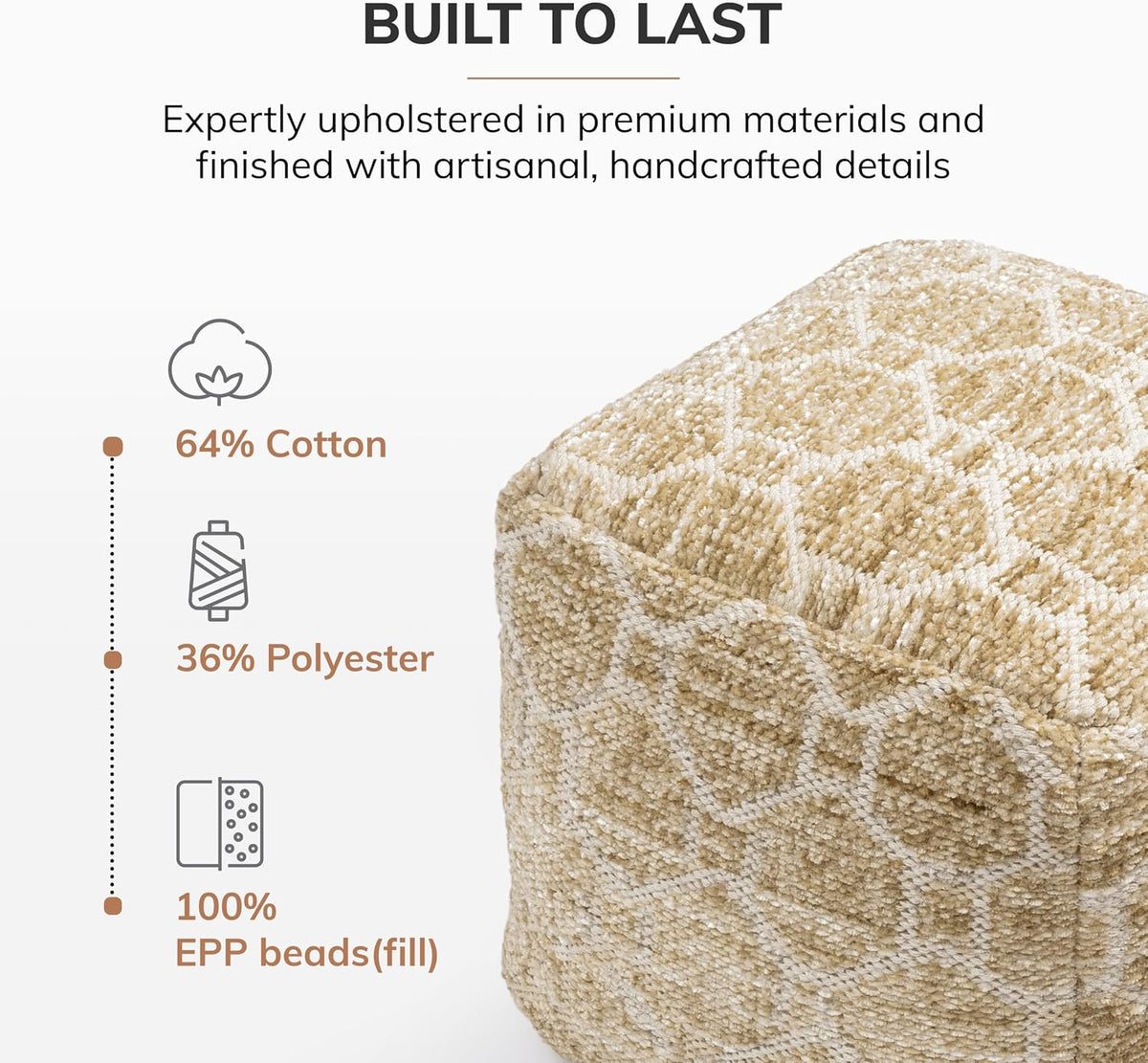 Anji Mountain 20" H x 20" W Handmade Pouf Ottoman for Living Room & Couch