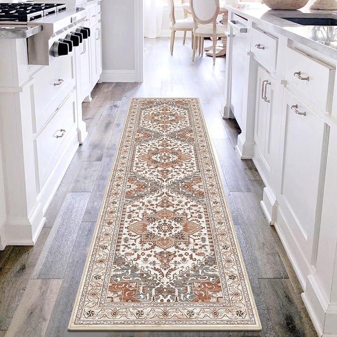 Yamaziot Washable Runner Rug, 2x8 Non-Slip Boho Vintage Hallway Rug Runner