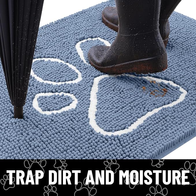 Smiry Dog Door Mat for Muddy Paws, Absorbent Dirt Trapper Non Slip Quick Dry