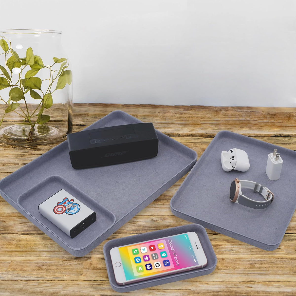 Welaxy EDC Catchall Desk Organizer 4-Piece Felt Tray Nightstand Caddy