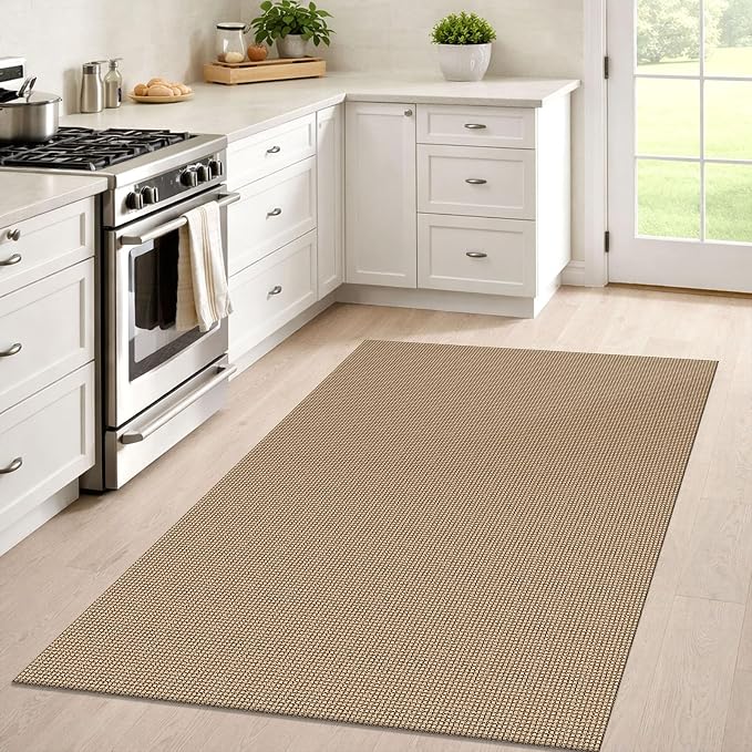 IOHOUZE Washable Area Rug 4x6 Non Slip Rubber Backed Woven Indoor Outdoor Rugs