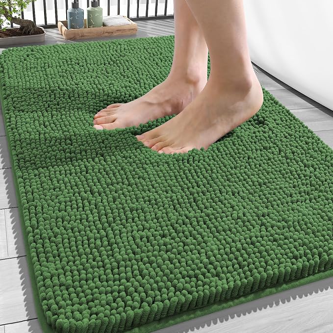 OLANLY Bathroom Rugs 34x21, Extra Soft Absorbent Chenille Bath Rugs, Rubber