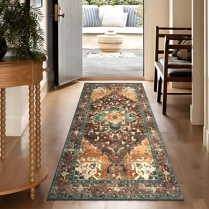Yamaziot Washable Runner Rug, 3x6 Non-Slip Boho Vintage Hallway Rug