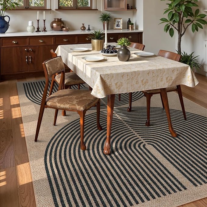 Lahome Enfys Modern Rainbow Easy Jute 9x12 Rug, Large Outdoor Patio Rug