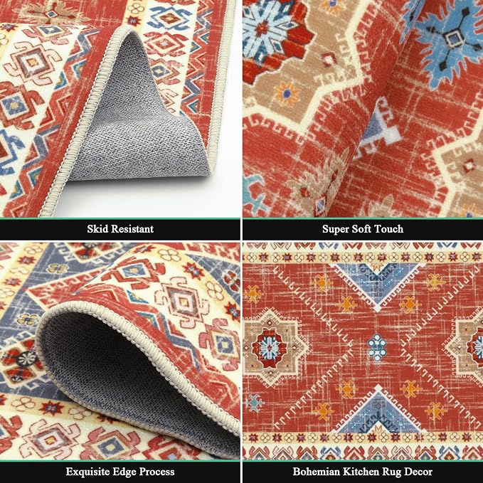 HEBE Boho Kitchen Rug Sets 3 Piece