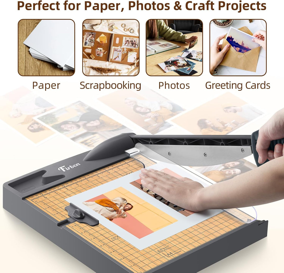 Firbon 12 Inch Wood Guillotine Paper Cutter, Heavy Duty Paper Trimmer