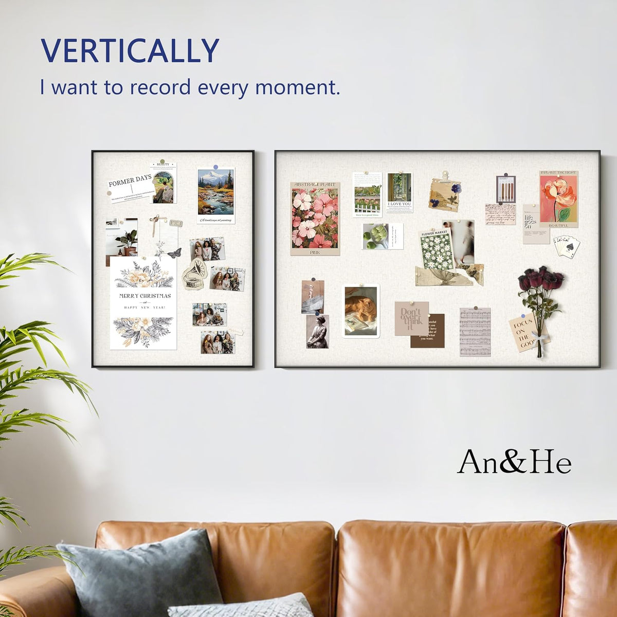 An&He Bulletin Board 24 x 36 Inches, Linen Pin Board with Sawtooth Hangers & 10 Push Pins, Wall Mounted Cork Notice Board for Office, Home, School, Classroom, Gold