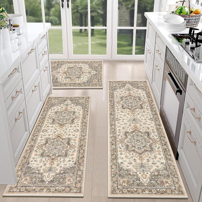 HEBE Boho Kitchen Rug Sets 3 Piece