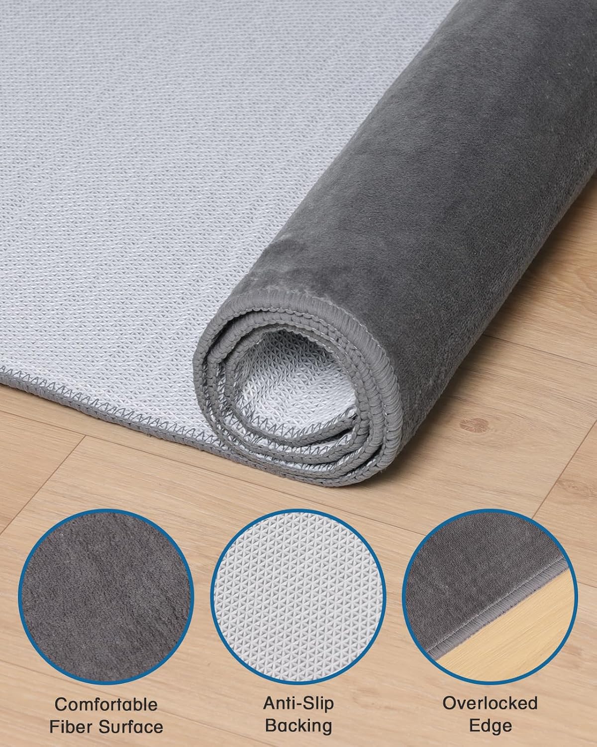 Office Chair Mat for Hardwood Floor, 51"x63" Flannel Fabric Chair Mat for Hard Floors, Non-Slip Under Desk Rug for Rolling Chairs, Soft Floor Protector Area Rug for Home Office, Dark Grey