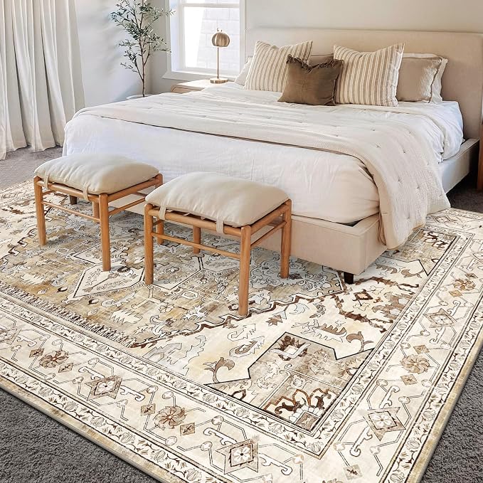 Yamaziot Area Rug 8x10, Non-Slip Washable Boho Vintage Living Room Bedroom Rug
