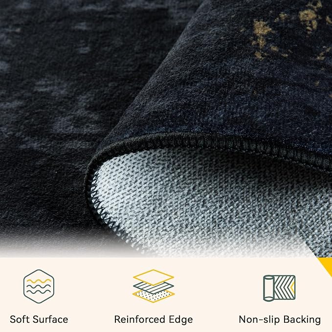 RELEANY Washable Area Rugs 6ft Non-Slip Modern Abstract Soft