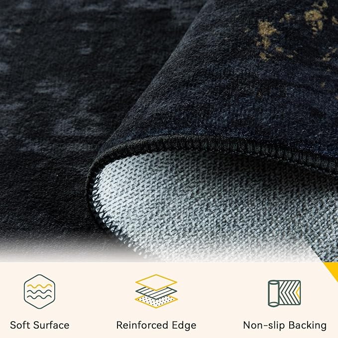RELEANY Washable Area Rugs 4'x6' Non-Slip Modern Abstract Soft