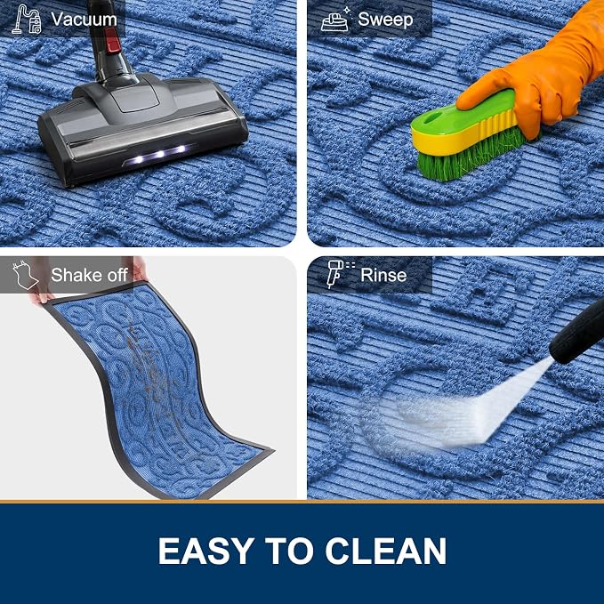 Smiry Welcome Door Mat Outside Entrance, Heavy Duty Trap Dirt and Moisture Easy