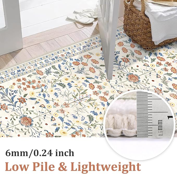 Yamaziot Washable Runner Rug 2x8 – Boho Non Slip Floral Hallway Runner Rug