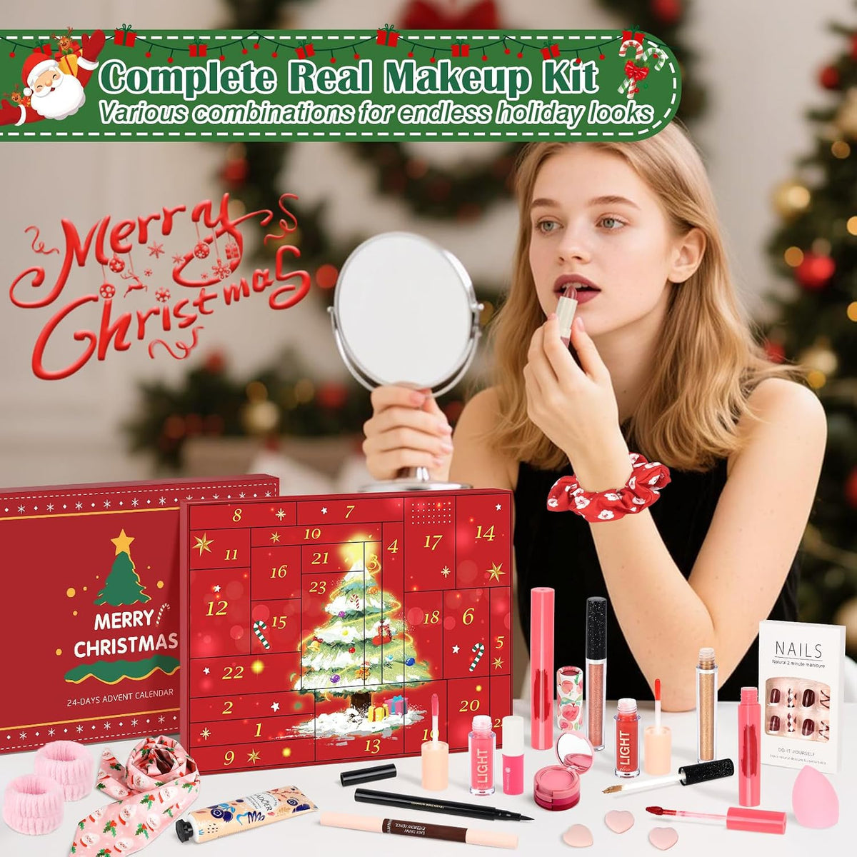 Meaicezli Advent Calendar 2026, Makeup and Self Care Gift Set for Teen Girl