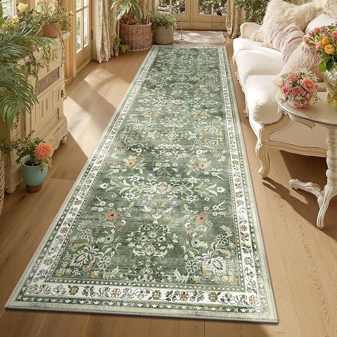 Yamaziot Washable Runner Rug 3x10 – Large Floral Non Slip Boho Hallway Runner