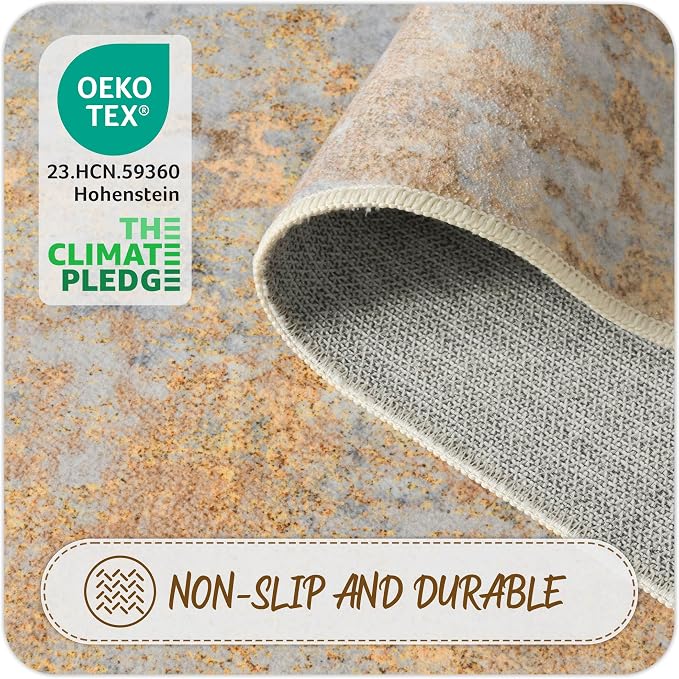 Beige Gold Rug Runners for Hallways Kitchen Non Slip Washable 2x6 Entryway