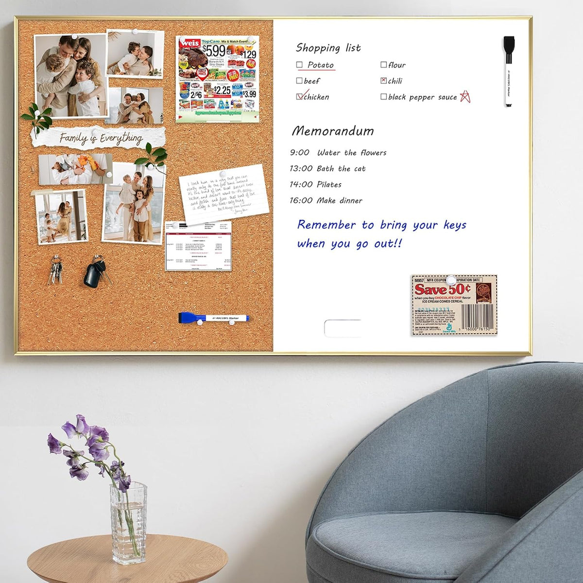 ARCOBIS Cork Board White Board Combo