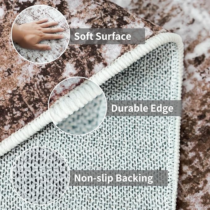 2x6 Washable Runner Rugs for Hallway: Easy-to-Clean Abstract Runners for