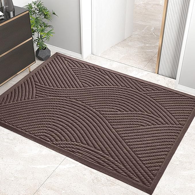 HIYARD Sturdy Front Door Mat, Absorbent Muddy Dirt Resist Welcome Door Mats