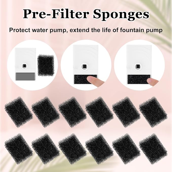 30 PCS Replaced Foam Filters, Pet Fountain Replacement Filters Cat Water