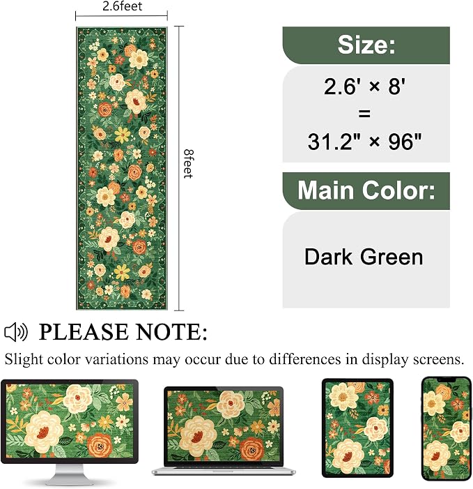 DUKINO Runner Rug, 2.6x8 Kitchen Rug