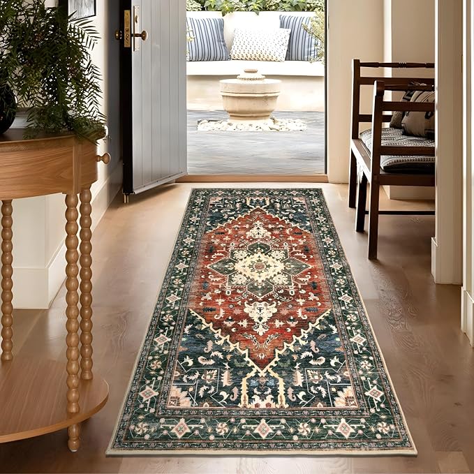 Yamaziot Washable Runner Rug, 3x6 Non-Slip Boho Vintage Hallway Rug