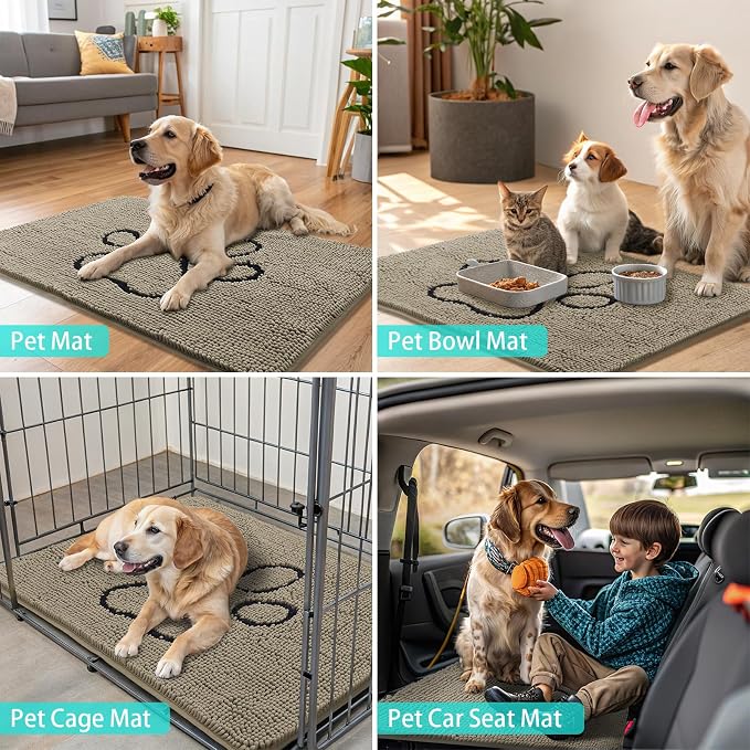 Smiry Dog Door Mat for Muddy Paws, Absorbent Dirt Trapper Non Slip Quick Dry
