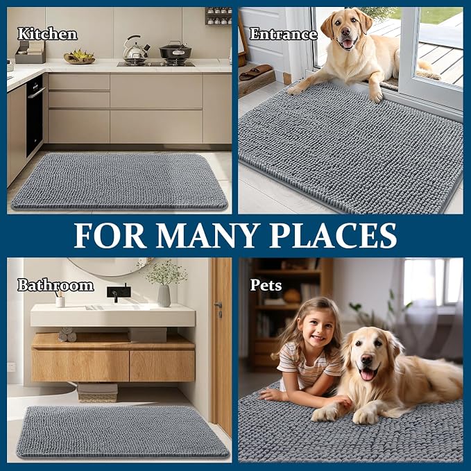OLANLY Dog Door Mat for Muddy Paws 30x20, Absorbs Moisture and Dirt, Absorbent