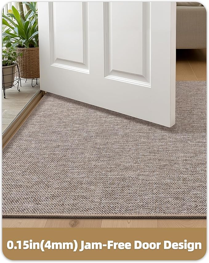 Color&Geometry Ultra Thin Indoor Door Mat 48"x72", Non Slip Rubber Backed Dirt