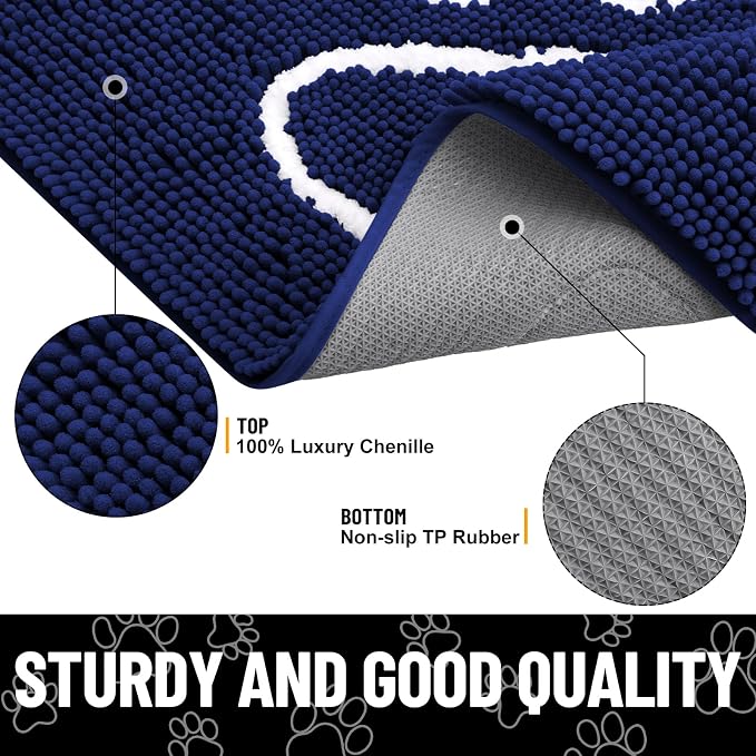 Smiry Dog Door Mat for Muddy Paws, Absorbent Dirt Trapper Non Slip Quick Dry