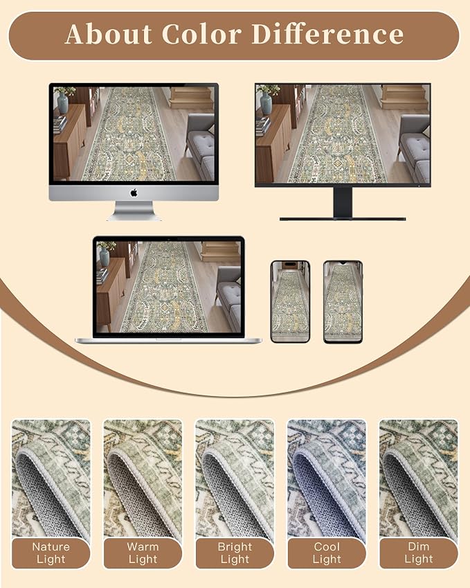 Madane Runner Rugs for Hallway 2x10 Long Washable Non-Slip Hallway Runner Rug