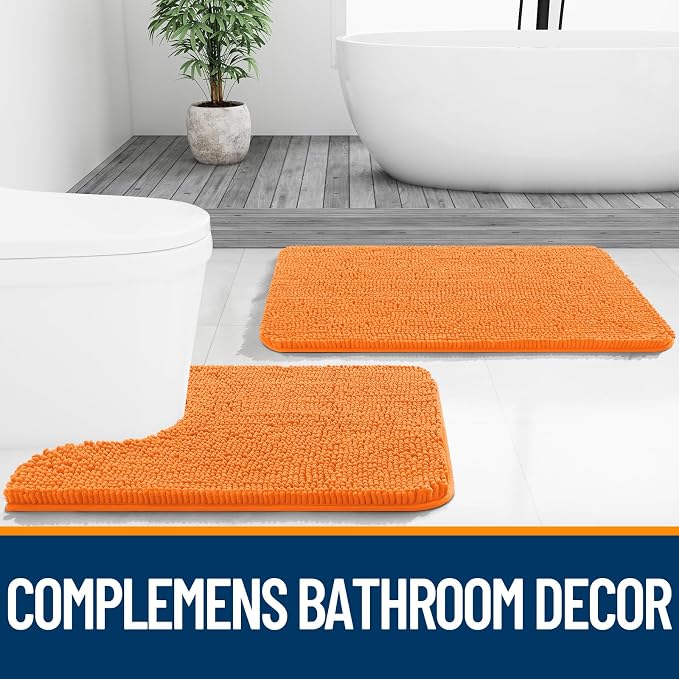 OLANLY Bathroom Rugs 30x20, Extra Soft Absorbent Chenille Bath Rugs, Rubber