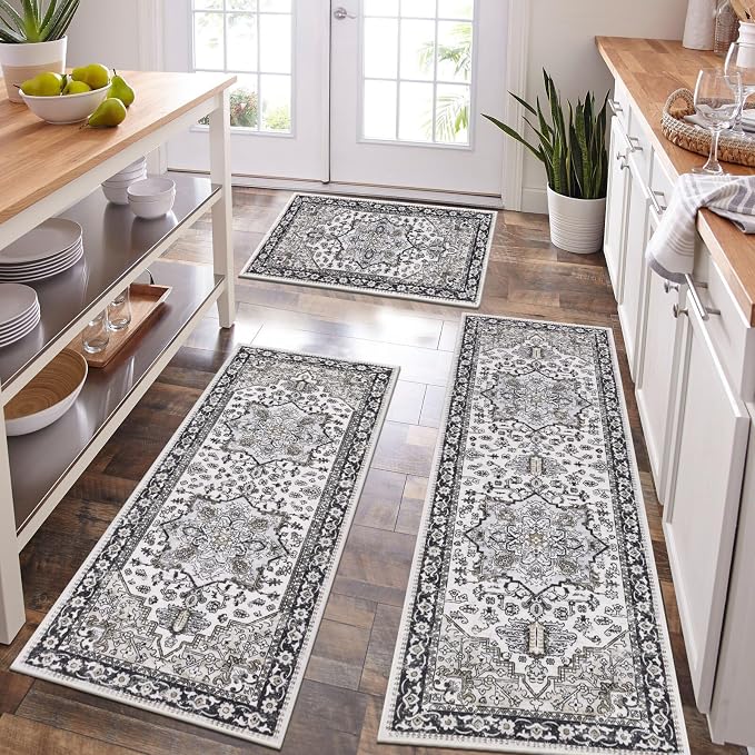 HEBE Boho Kitchen Rug Sets 3 Piece