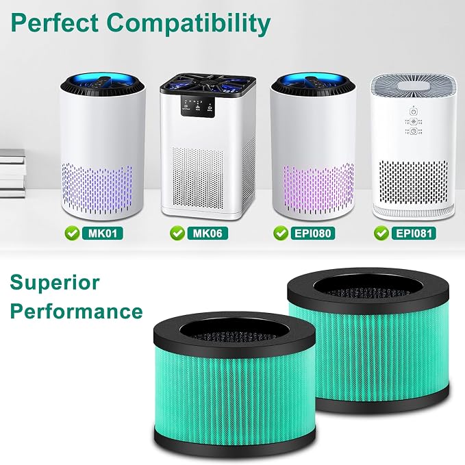2 Pack MK01 MK06 Air Filter Replacement Compatible