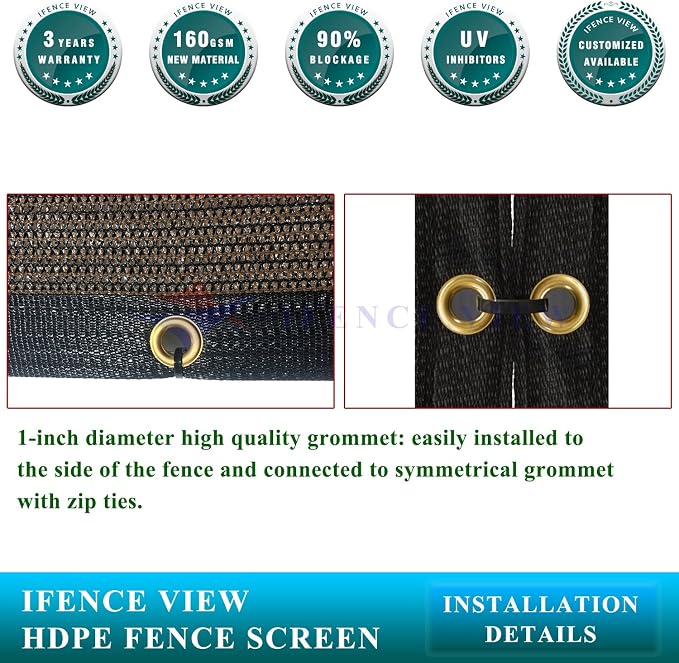 Ifenceview 6'x1' to 6'x100' Brown Shade Cloth Panels Fence Privacy Screen