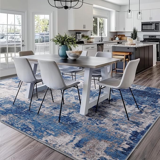 RELEANY Washable Area Rugs Square 10ft Non-Slip Modern Abstract Soft