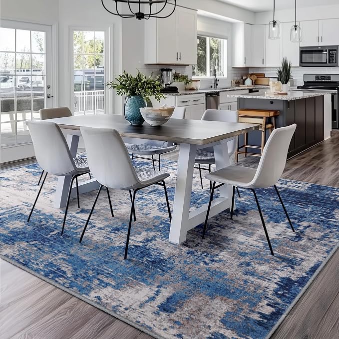 RELEANY Washable Area Rugs Square 9ft Non-Slip Modern Abstract Soft