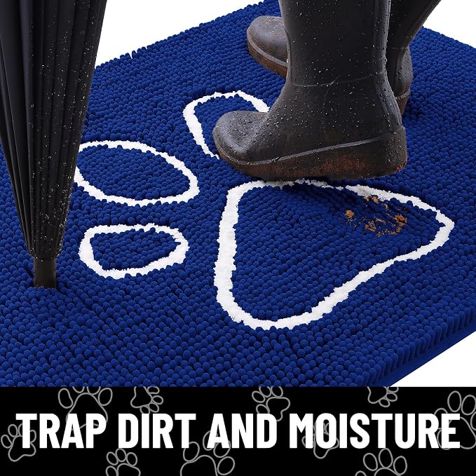 Smiry Dog Door Mat for Muddy Paws, Absorbent Dirt Trapper Non Slip Quick Dry