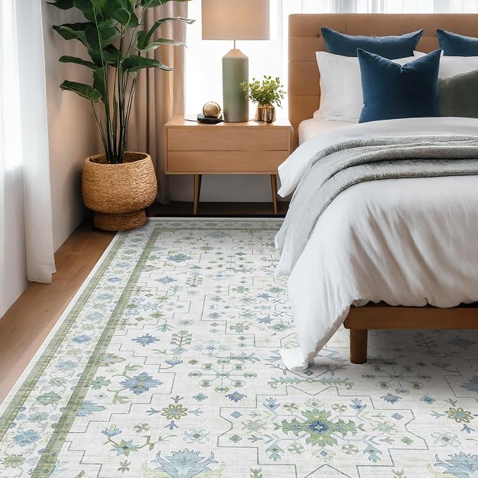Hazo Haus Blue and Green Living Room Rug 8x10