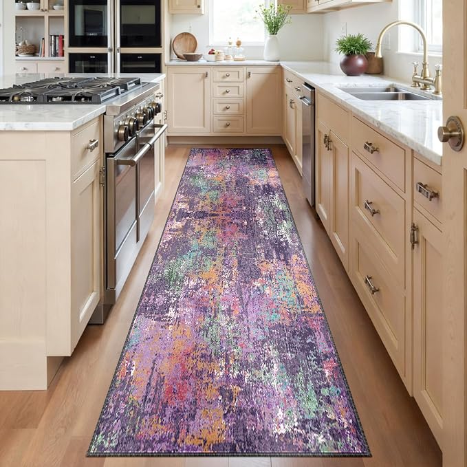 RELEANY Washable Area Rugs 2'x6' Non-Slip Modern Abstract Soft