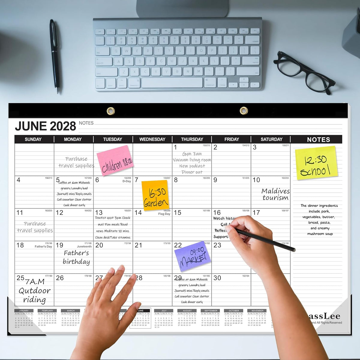 GuassLee Extra Large Desk Calendar 2027-2028, 18 Months, 30"x20"