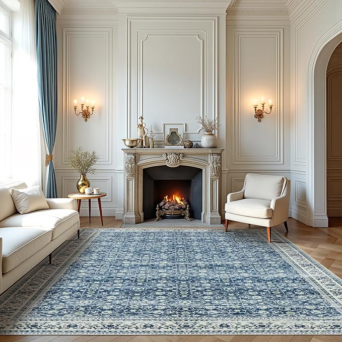 Washable Rugs 8x10 Area Rugs for Living Room, Dining Room- Soft Low Pile Stain