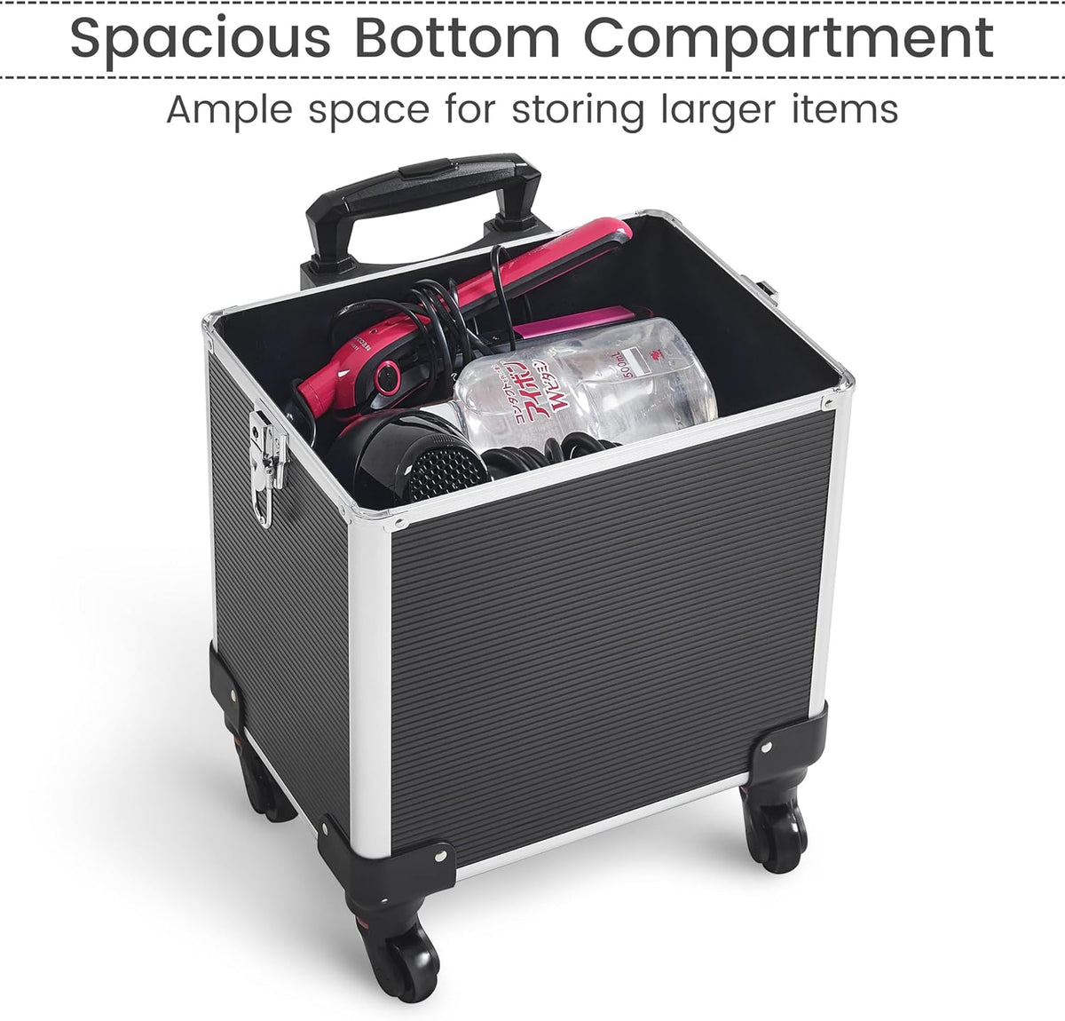 Yaheetech 5 in 1 Rolling Makeup Train Case, Lockable Black Cosmetology Cart