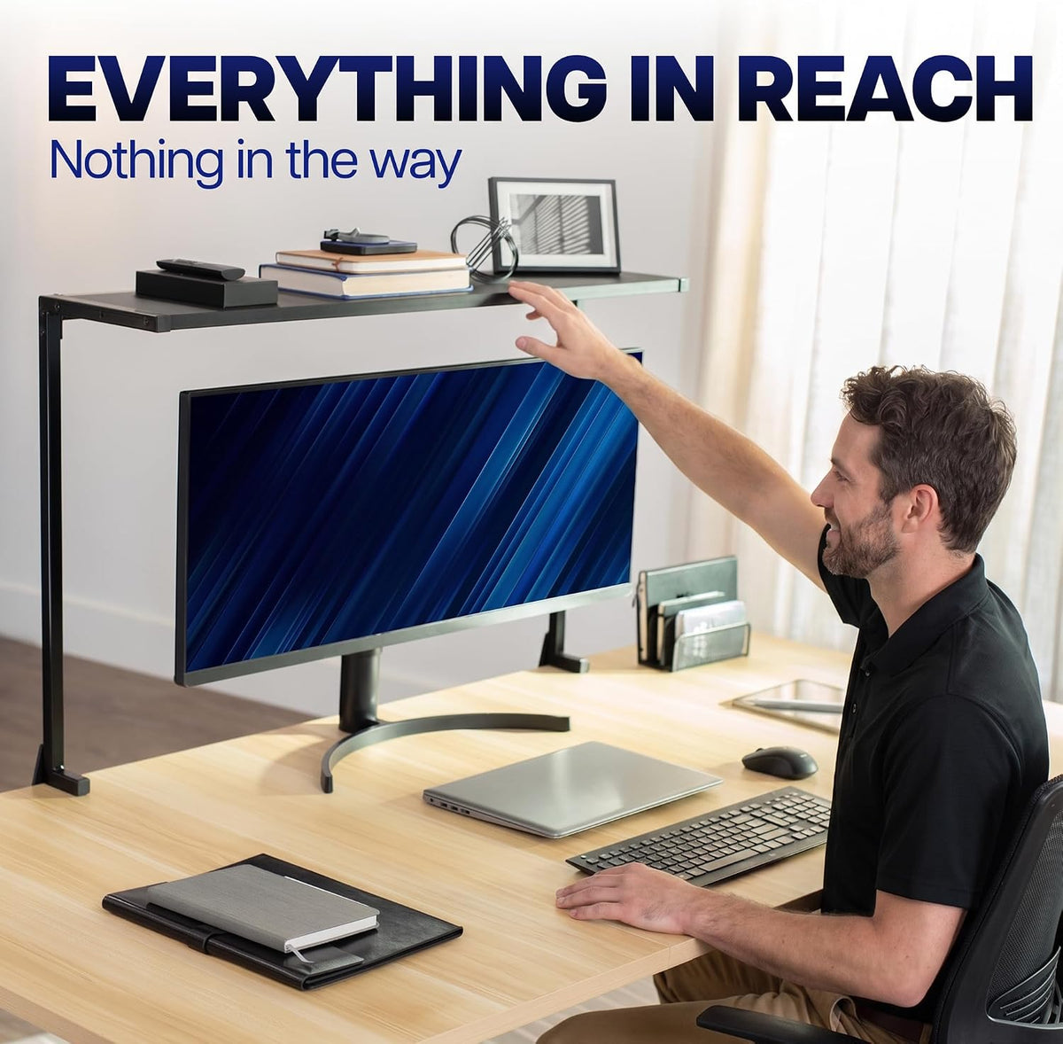 VIVO Black Clamp-on 38 in Overhead Desk Shelf Mount, DESK-SHELF38-B